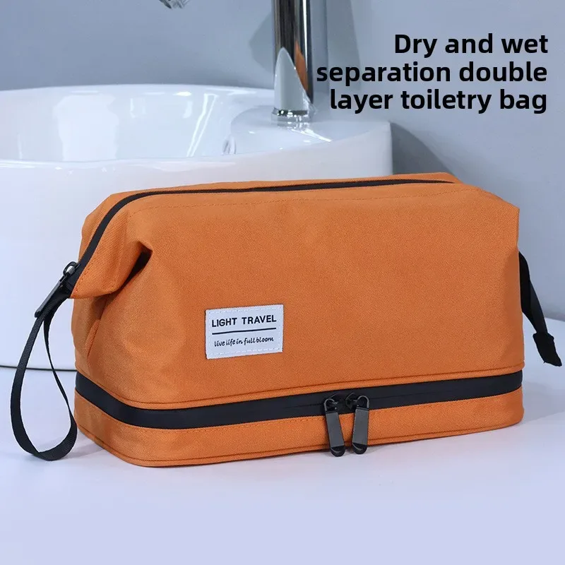 Trousse de toilette pour homme avec séparation sec/humide, sac de rangement portable pour cosmétiques, idéal pour les voyages d'affaires, sac à cosmétiques de haute qualité.