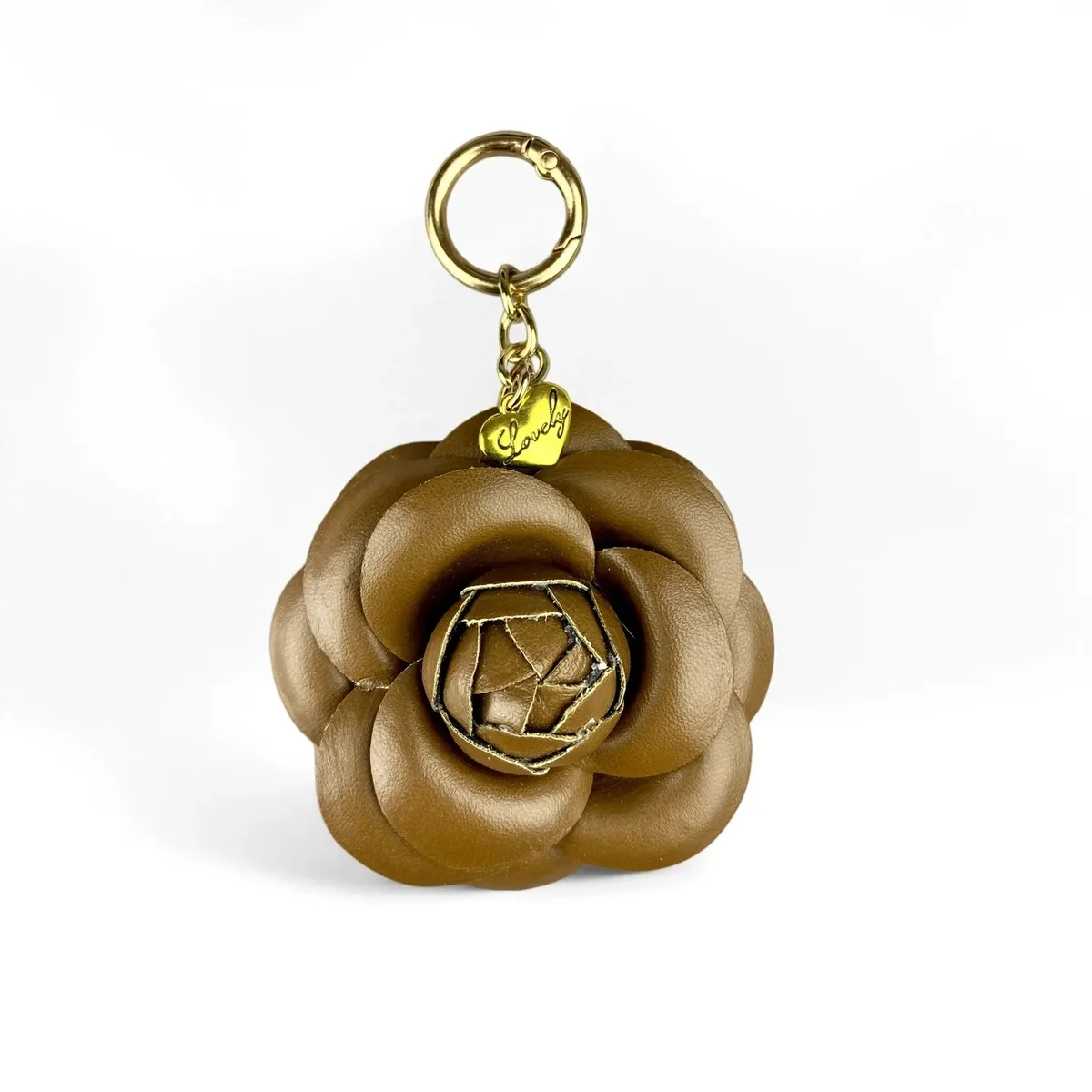 porte-clés élégant en cuir pu avec camélia, pendentif floral pour sac à dos, sac à main, breloque florale, cadeau pour femme, décoration esthétique