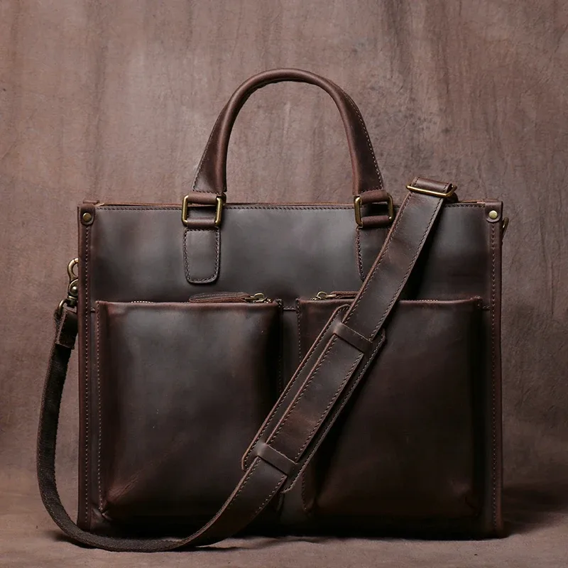 guro-sac à main en cuir group pour homme, étui à bombes de luxe, sac à bandoulière vintage pour ordinateur portable de 14 pouces, qualité supérieure