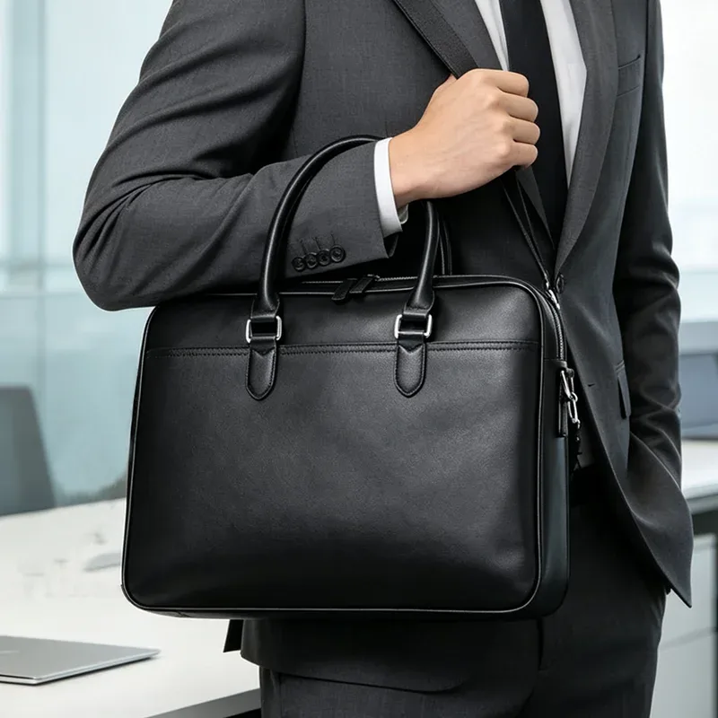 porte-documents en cuir véritable pour hommes, sac à main en cuir de vache naturel, sac à bandoulière de loisirs, sac d'affaires pour hommes pour ordinateurs portables