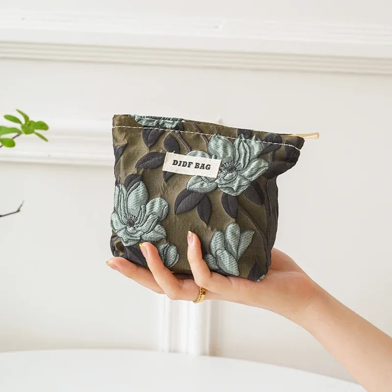 sac de maquillage à fleurs colorées pour femmes, grande capacité, sac de rangement portable pour changement de cosmétiques, trousse de toilette de voyage, sac de doublure de banlieue