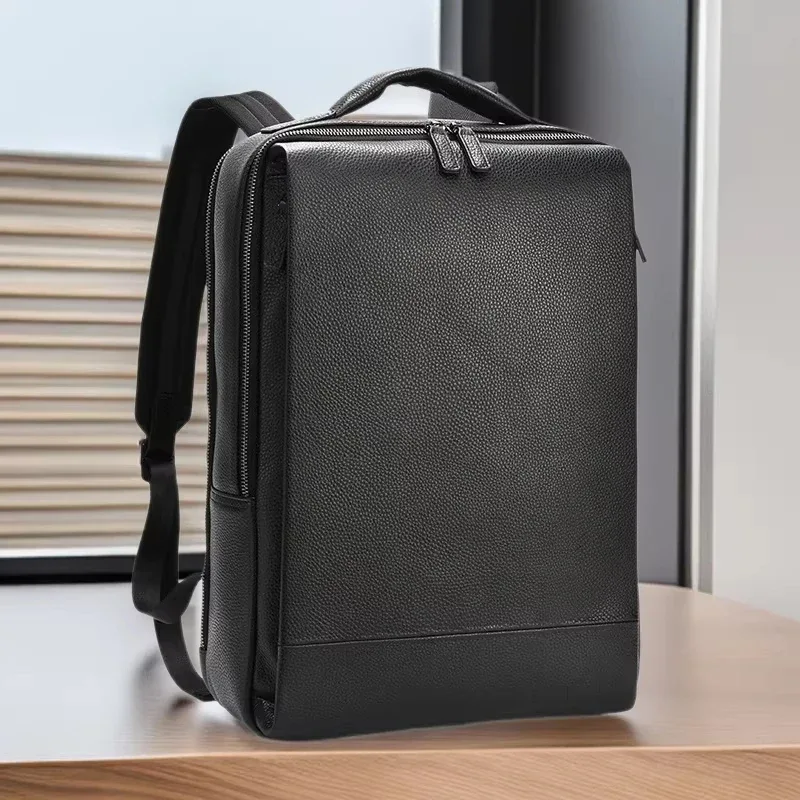 sac à dos en cuir véritable pour hommes, nouveau design, sac à dos de voyage, décontracté, pour l'école, pour ordinateur portable, grand format