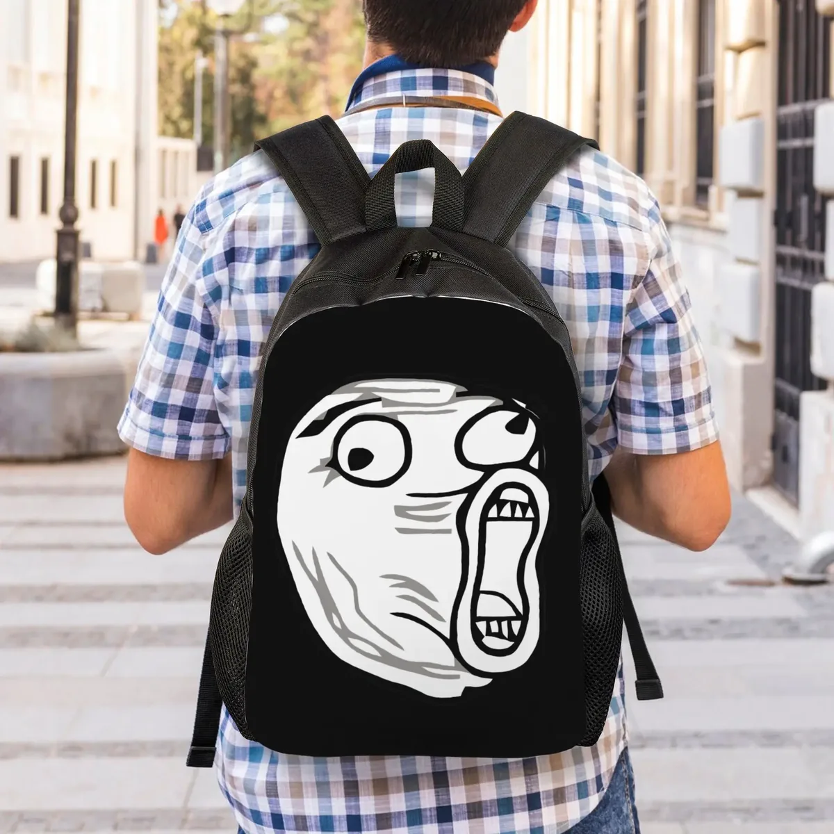 sac à dos personnalisé trollface amusant pour ordinateur portable, pour femmes et hommes, sac à dos basique pour l'école, le collège, les étudiants, sacs originaux