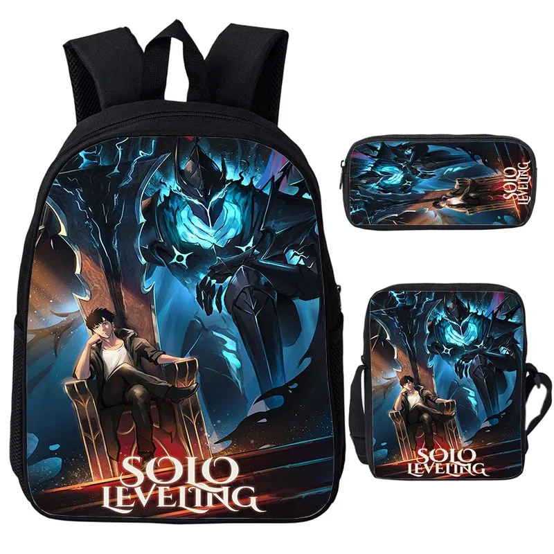 solo nivellement igris enfant sacs à dos sac à bandoulière trousse à crayons 3 pièces ensemble grande capacité sacs d'école pour garçons filles voyage sacs à dos