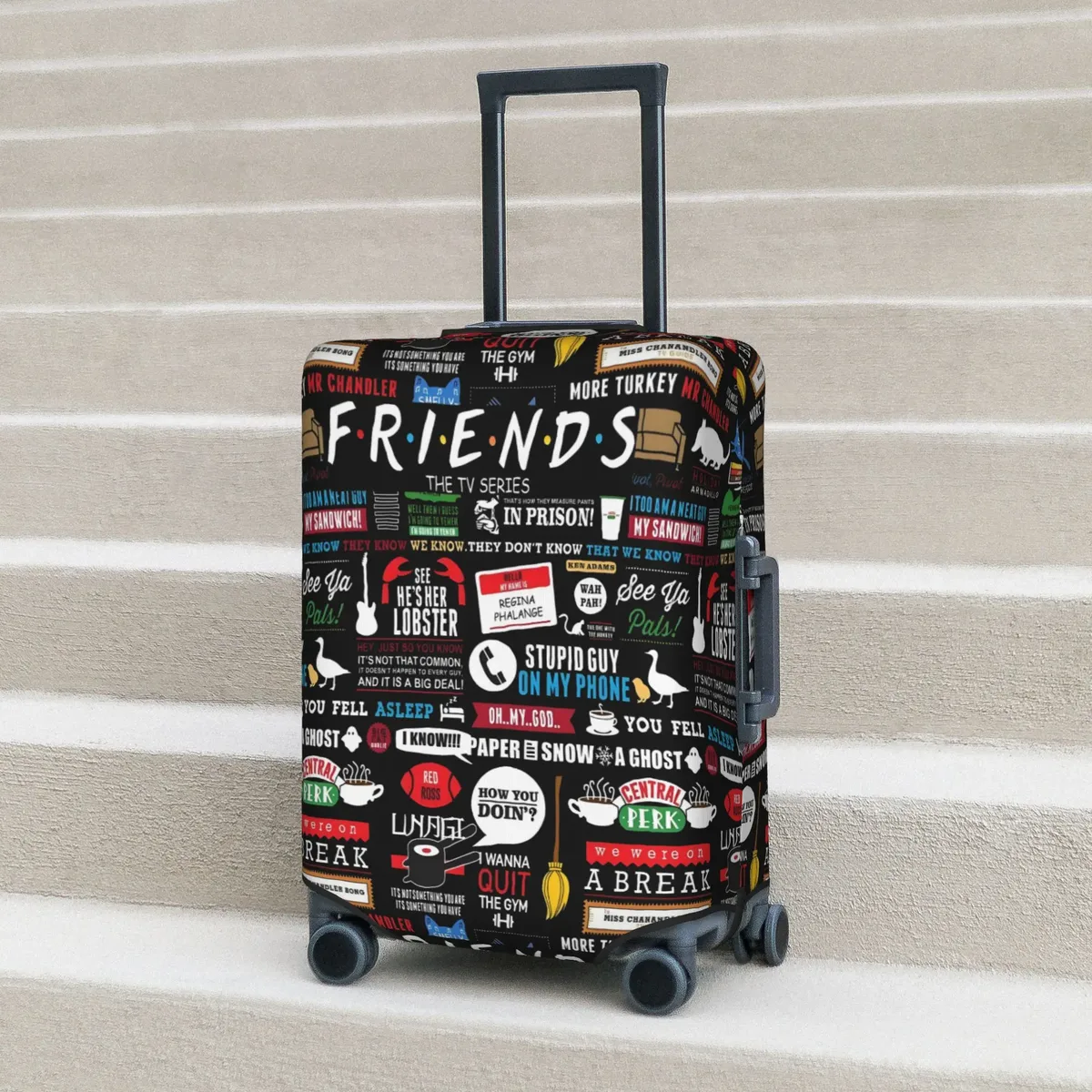 housse de protection pour bagages, motif personnalisé de la série télévisée friends, avec citation amusante, convient aux valises de 18 à 32 pouces