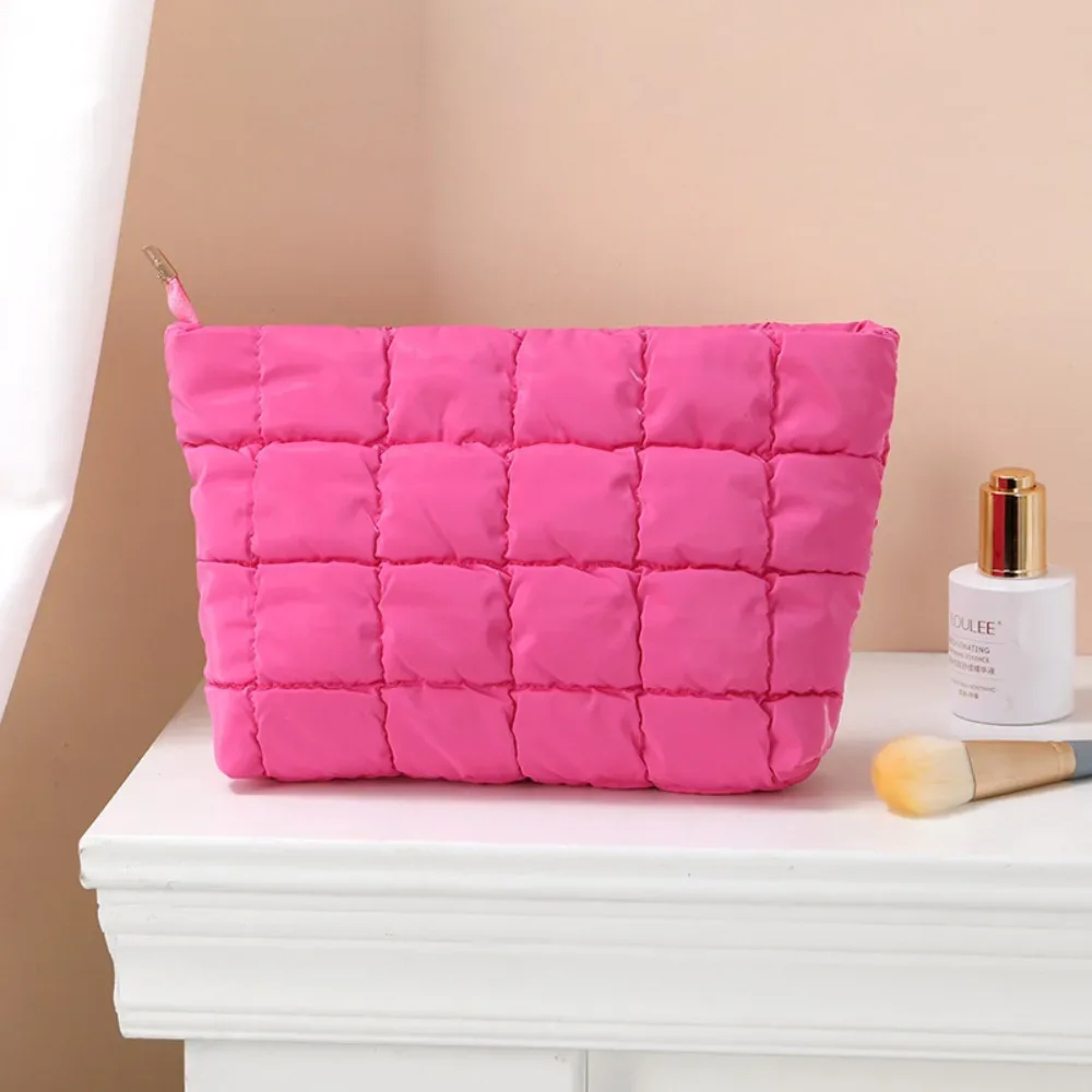 sac à main cosmétique en coton à bulles simple pour femmes, organisateur de voyage, pochette de maquillage pour rouges à lèvres, sac à fermeture éclair de grande capacité pour filles