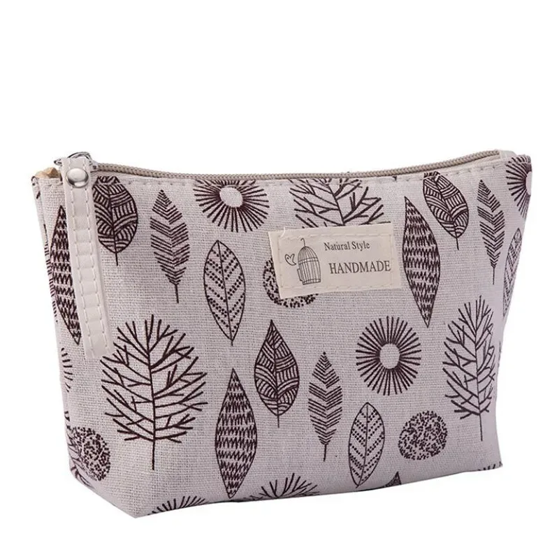 sac de rangement de voyage en toile souple pour femme, trousse de maquillage portable, trousse à cosmétiques mignonne, motif imprimé ours et arbre, trousse de toilette, évaluation