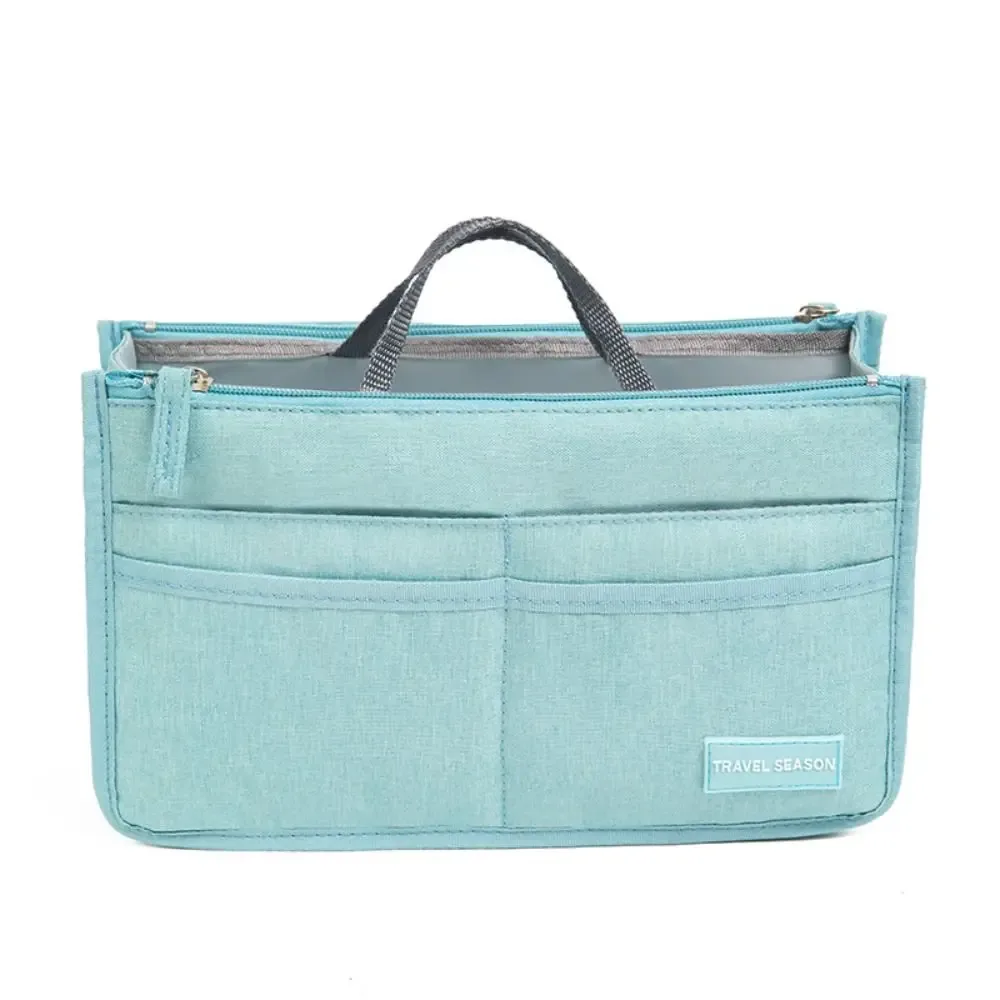 trousse de toilette de voyage portable en polyester, grande capacité, double fermeture éclair, sac cosmétique, organisateur de sac, sac d'insertion étanche