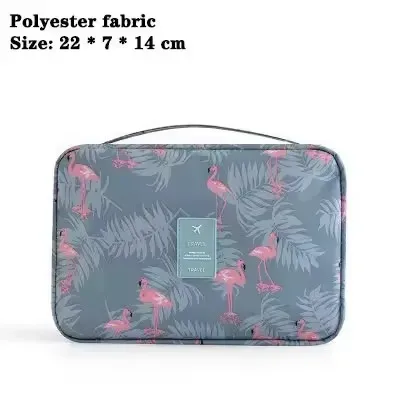 sac de voyage suspendu imperméable pour cosmétiques, imprimé flamant rose et citron, organiseur de maquillage portable, trousse de toilette pour femmes, rangement pour soins de la peau