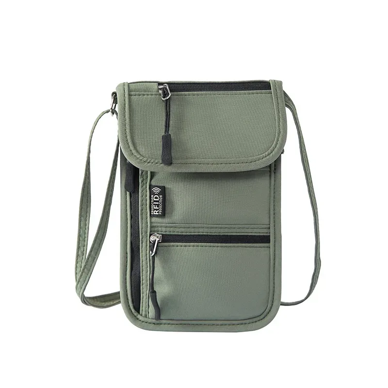 portefeuille de cou personnel anti-rfid, porte-passeport de voyage, pochette de cou discrète, organisateur super léger avec sangle réglable