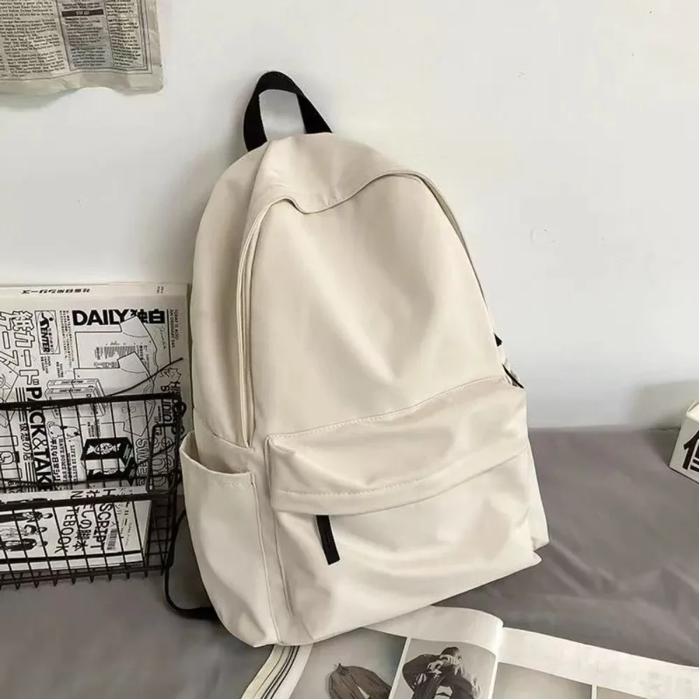 sac à dos d'étudiant moderne de grande capacité, sac d'école décontracté en nylon, couleur unie, bretelles réglables, sac de voyage, école