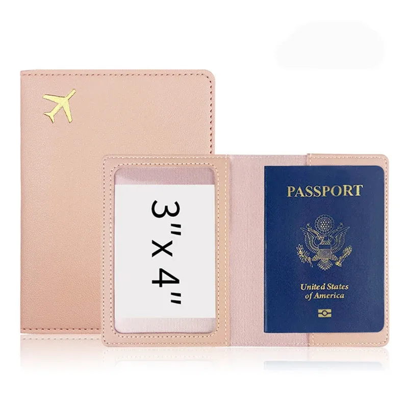 porte-passeport avec initiales personnalisées, couverture d'accessoires de voyage en avion doré, nom personnalisé, cadeau de mariage, logo de l'entreprise, manchon de passeport