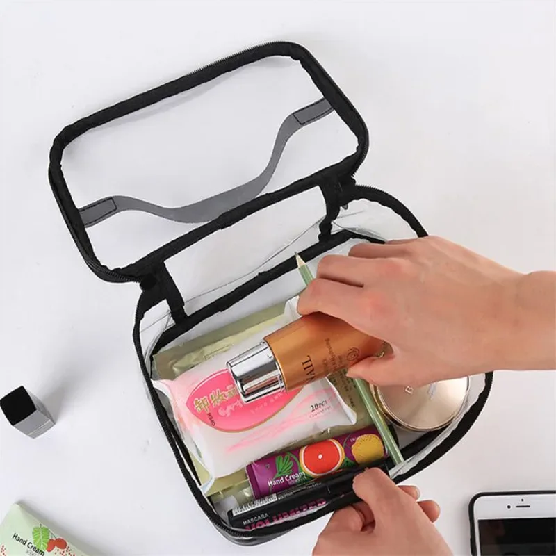 sac à cosmétiques de bain en pvc transparent imperméable pour femmes, trousse de maquillage de voyage avec fermeture éclair, organisateur de lavage de beauté, kit de rangement de toilette