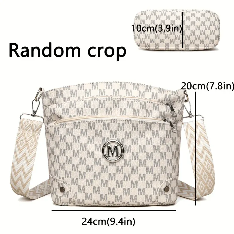 sac à bandoulière élégant pour femmes avec badge «m», multi-poches, bandoulière réglable, sac à bandoulière pour femmes, parfait comme cadeau