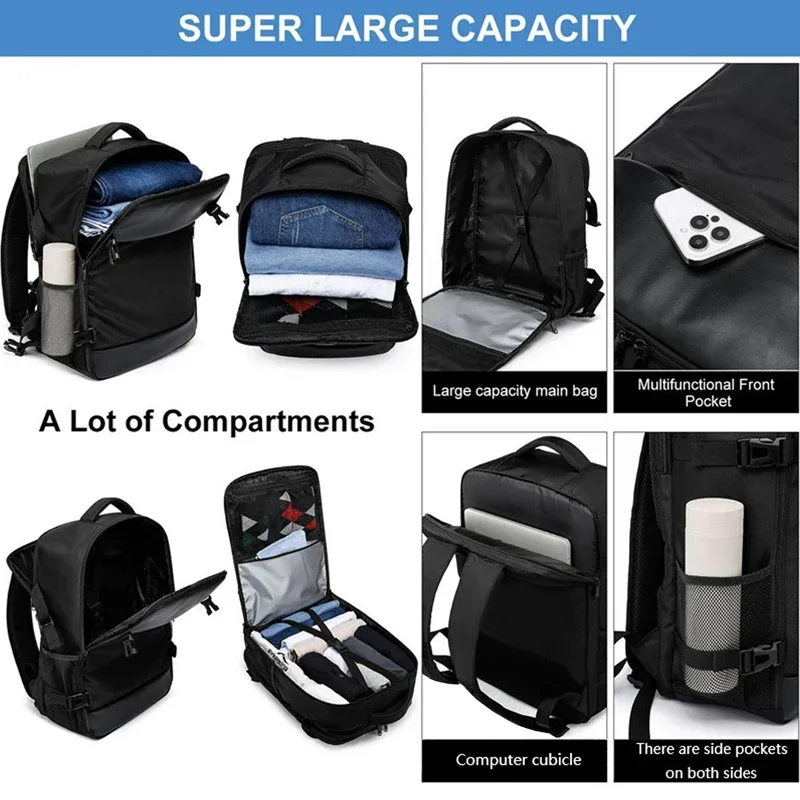 sac à dos pour ordinateur portable réglable, sac à dos de voyage résistant à l'eau, sac à dos professionnel multi-compartiments pour hommes et femmes