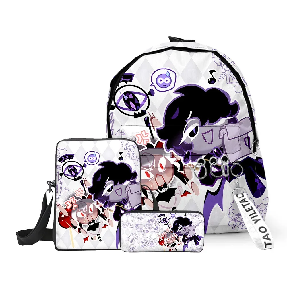 sac à dos scolaire classique amusant shadow milk en peluche avec impression 3d, lot de 3 pièces : sac à dos pour ordinateur portable, sac à bandoulière incliné et trousse à crayons