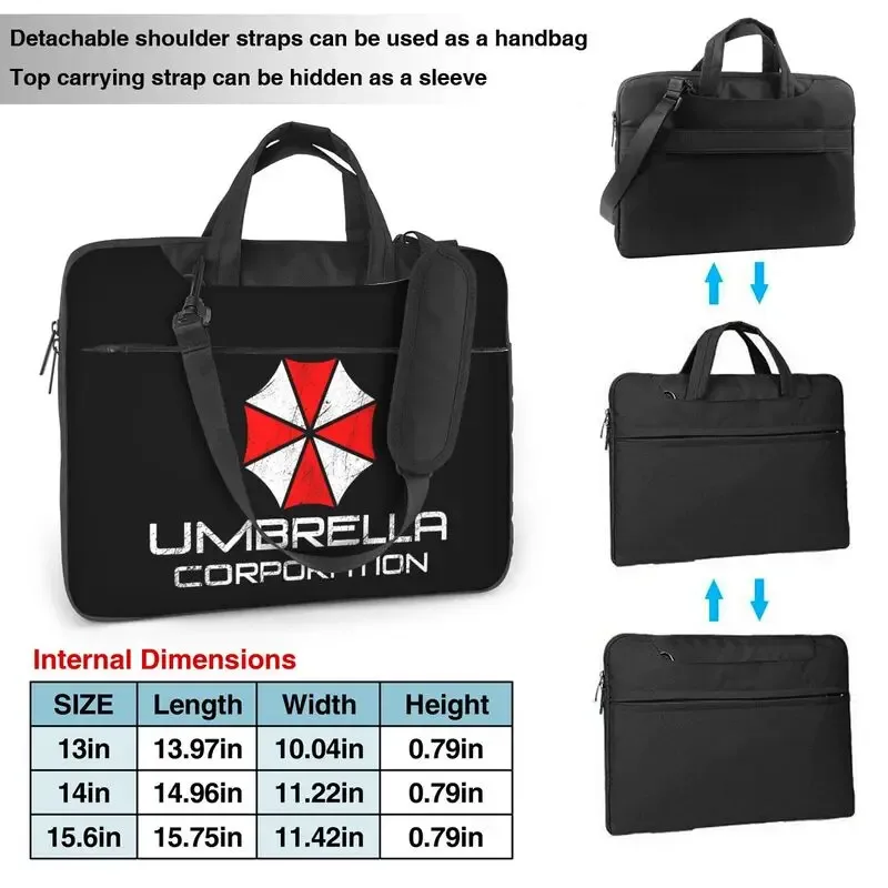 umbrella corporation sac à bandoulière pour ordinateur portable, étanche, housse pour ordinateur portable macbook netbook pc avec poignée, convient aux ordinateurs portables de 13/14/15,6 pouces
