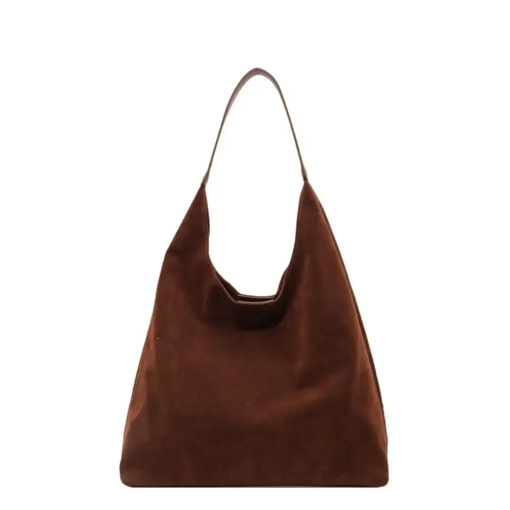 sac à bandoulière en daim de grande capacité, sac seau vintage pour femmes, couleur unie, simple et polyvalent, automne et hiver