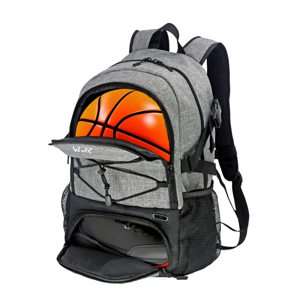 sac à dos de basket-ball de grande capacité, compartiment pour chaussures, porte-balle séparé, sac à dos de ballon de football, sac de sport respirant et étanche