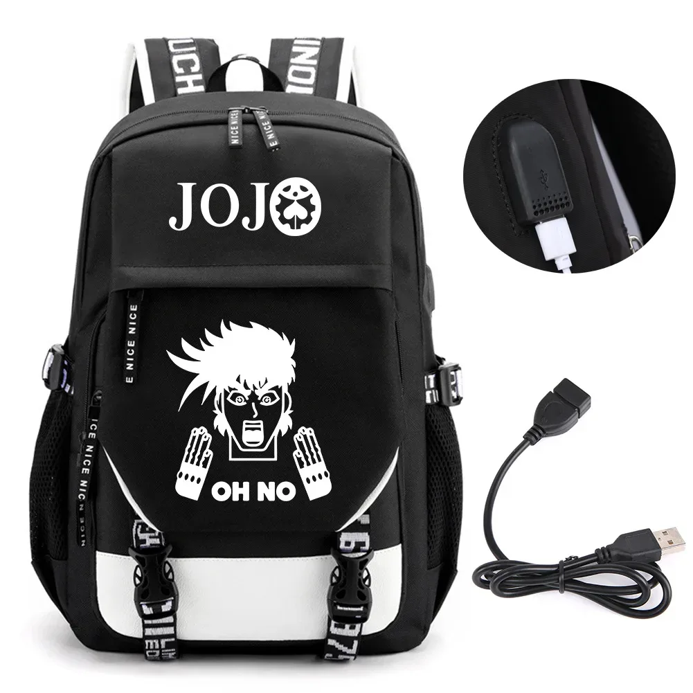 anime jojo bizarre adventure kira sac à dos école livre sacs mochila voyage usb port sac ordinateur portable garçon filles sac à dos