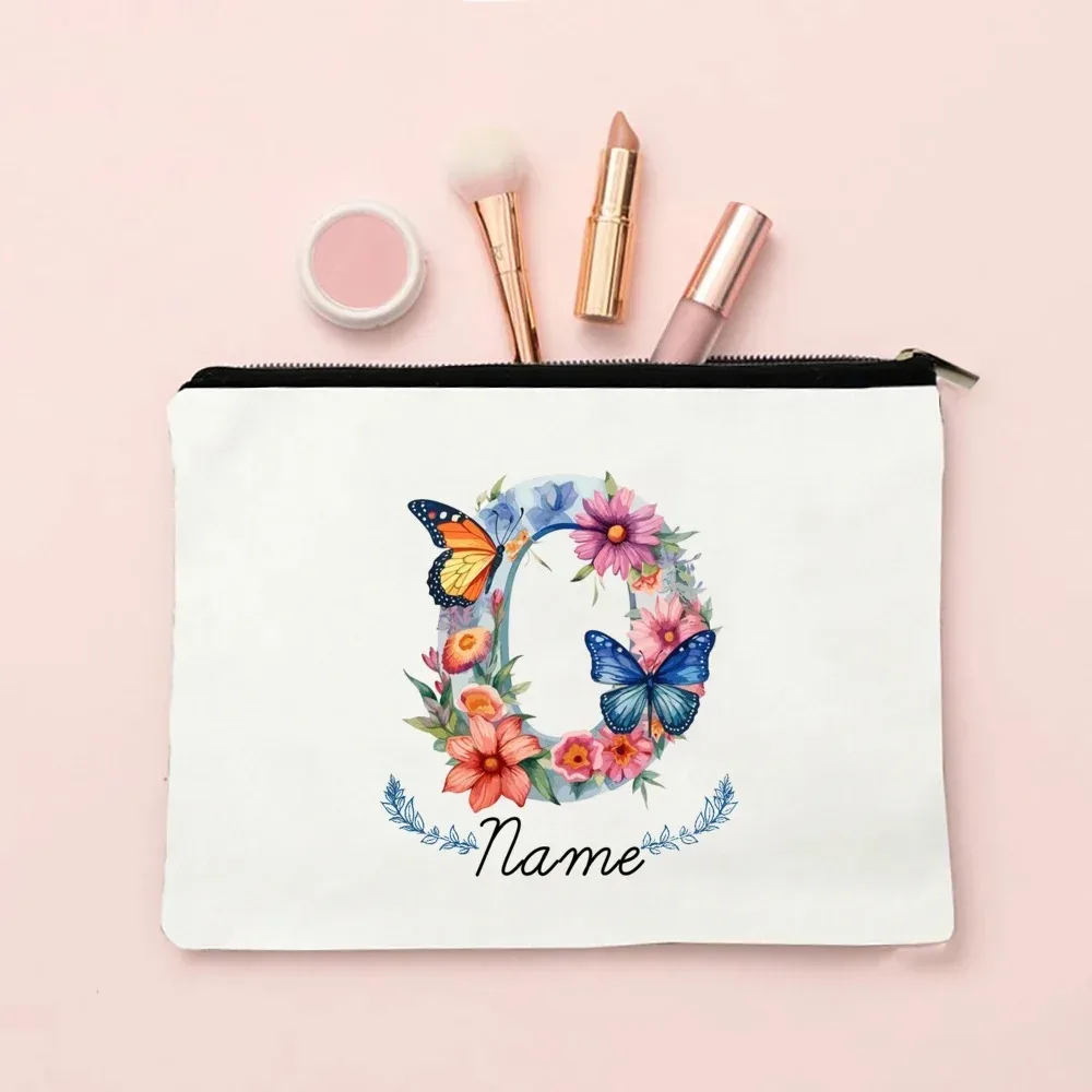 pochette de maquillage personnalisée avec initiale et nom pour femmes, sacs à cosmétiques a-z, trousse de toilette de voyage pour filles, cadeau de mariage ou d'anniversaire pour elle