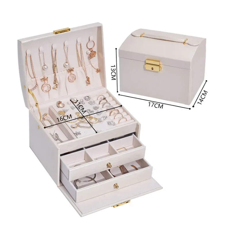 organisateur voyage bijoux pu rose vert marine compartiment tiroirs poignées elégantes stockage cosmétiques femmes travail vacances