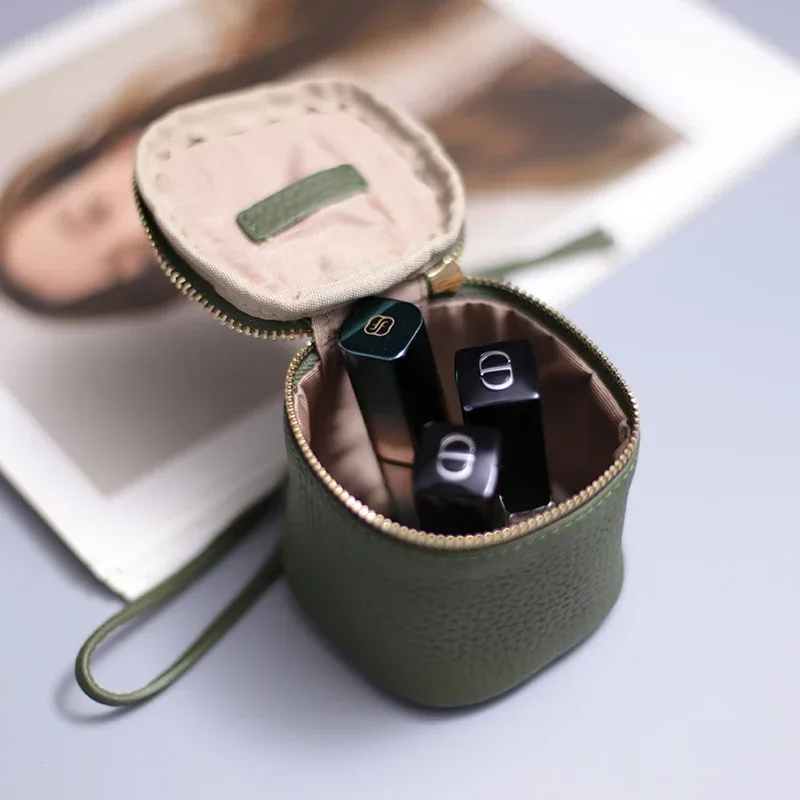 sac à cosmétiques en cuir véritable pour femmes, trousse à cosmétiques à la mode, pochette de maquillage, mini trousse de toilette, pochette à cosmétiques