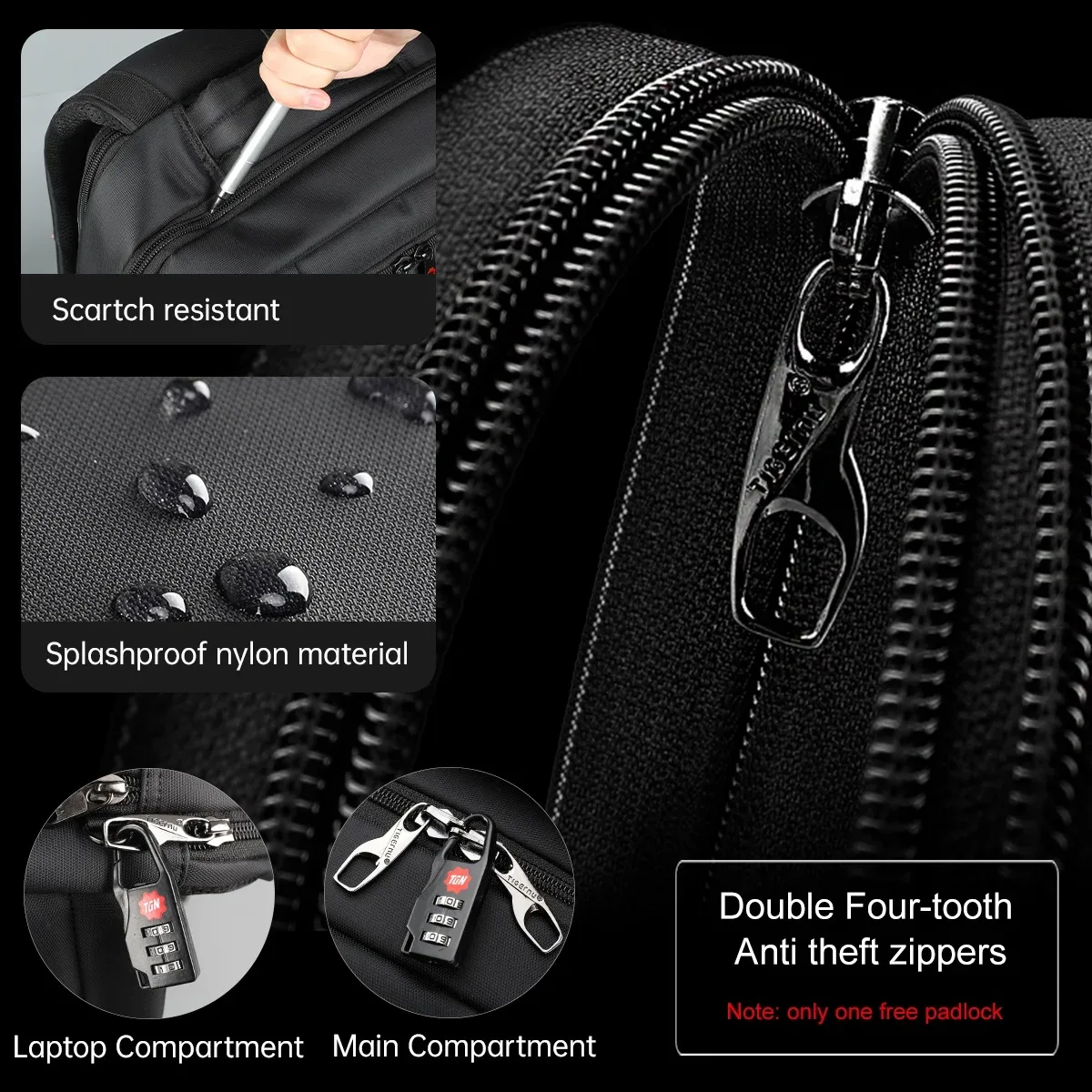 tigernu – sac à dos en nylon antivol pour hommes, 22l, pour ordinateur portable de 15.6 pouces, sac de voyage avec chargeur usb, mochila, cartable pour hommes