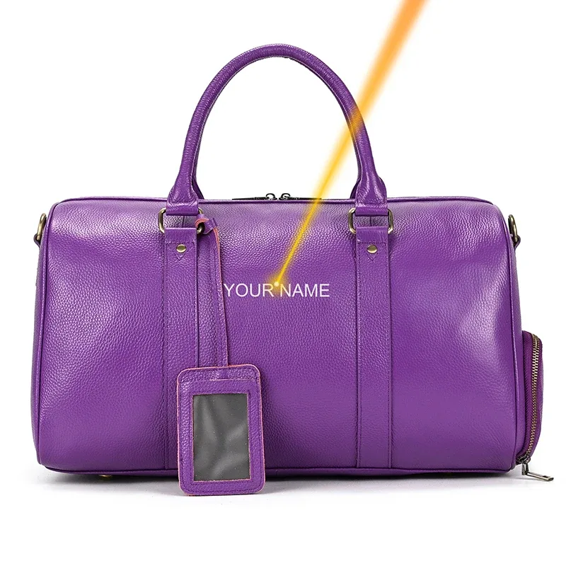sac de voyage en cuir véritable de grande capacité pour hommes et femmes, en cuir de vache noir souple, polochon de voyage décontracté, grand sac à bandoulière pour week-end