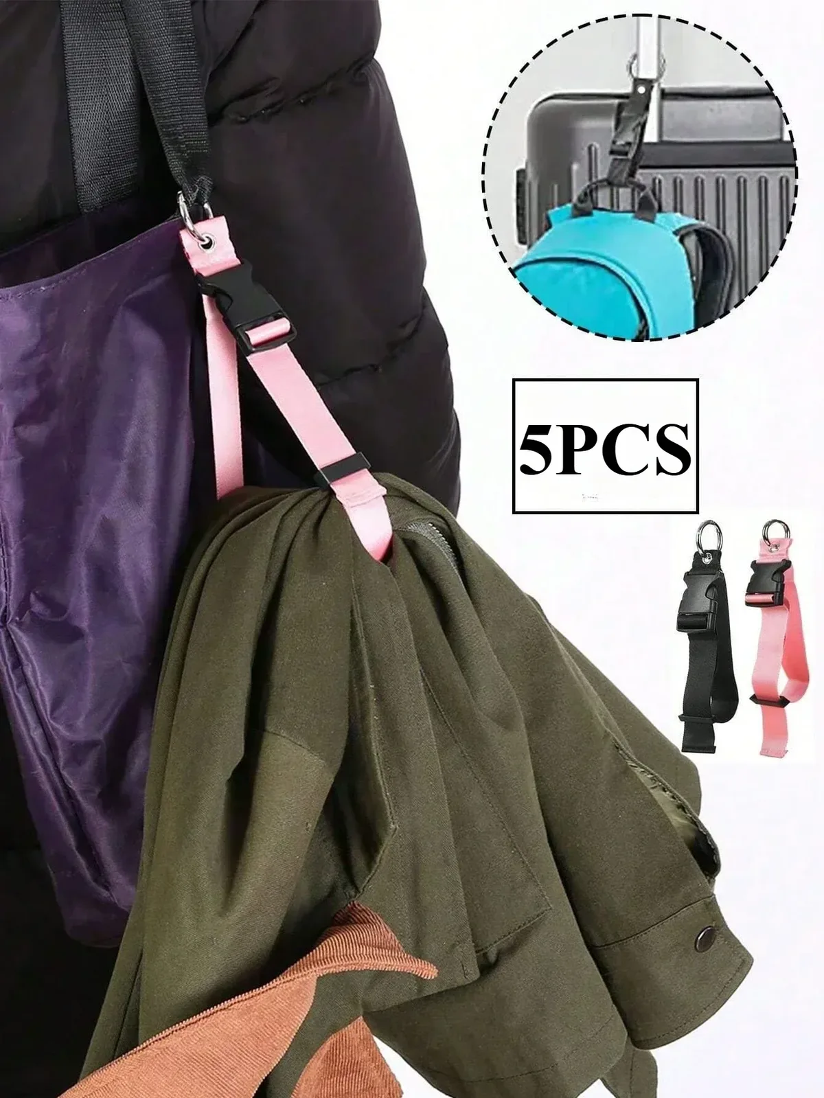 sangle de bagage portable, boucle extérieure durable, clip pour sac à dos pour hommes et femmes, étiquettes de sac cadeau de voyage indispensables pour accessoires de bagages