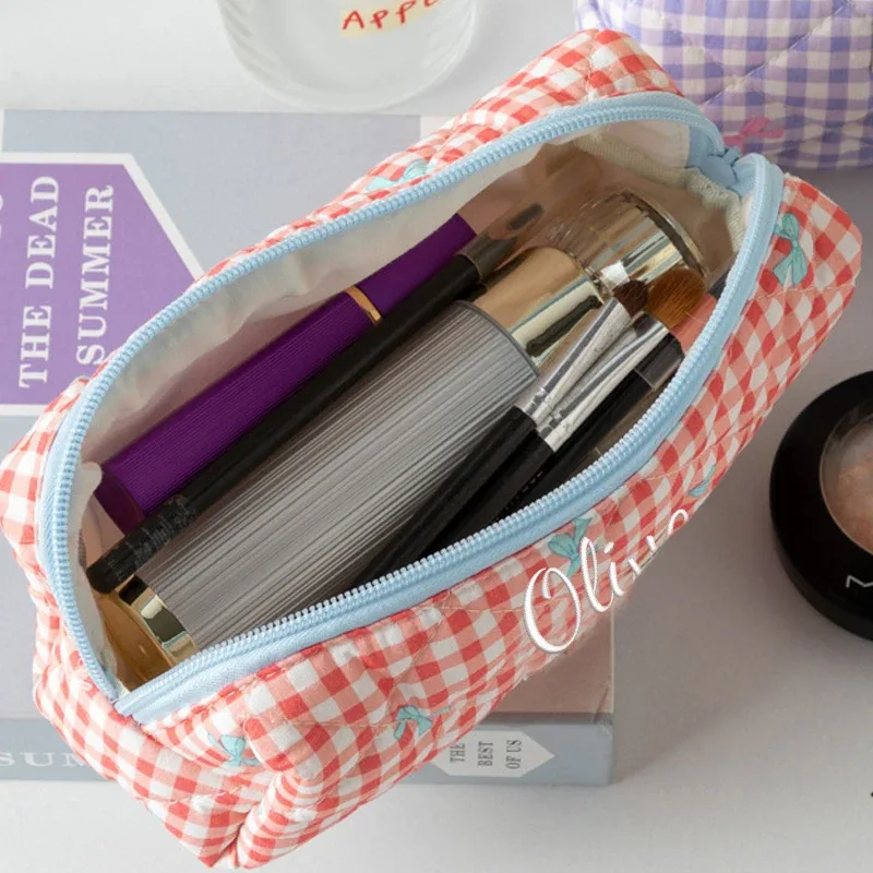 broderie personnalisée/style standard 2 options, trousse de maquillage imprimée avec nœud, trousse à crayons, début de la rentrée scolaire!