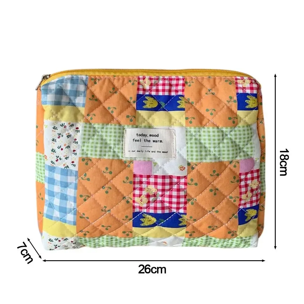 sac de maquillage coréen matelassé à fleurs pour femmes, trousse de toilette portable, sacs à main à couches, organisateur floral, pochette de rangement pour cosmétiques