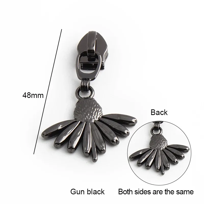 5/10 pièces en forme d'oiseau/abeille/fleur 5 # curseur de fermeture éclair en métal en nylon, pour bricolage, couture, artisanat, vêtements, sacs de rangement de voyage, accessoires à fermeture éclair