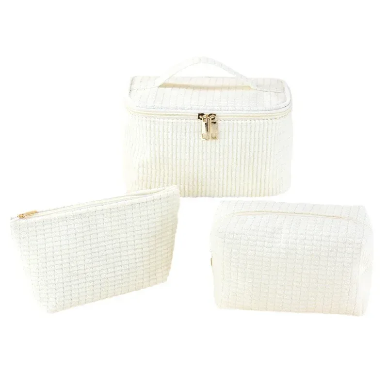 nouvelle trousse de maquillage minimaliste en velours côtelé de haute qualité, grande capacité, sac de toilette portable, sac de rangement de voyage ms03