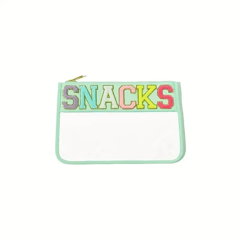 pvc lettre motif graphique voyage aéroport grande capacité portable sac de rangement de maquillage de poche
