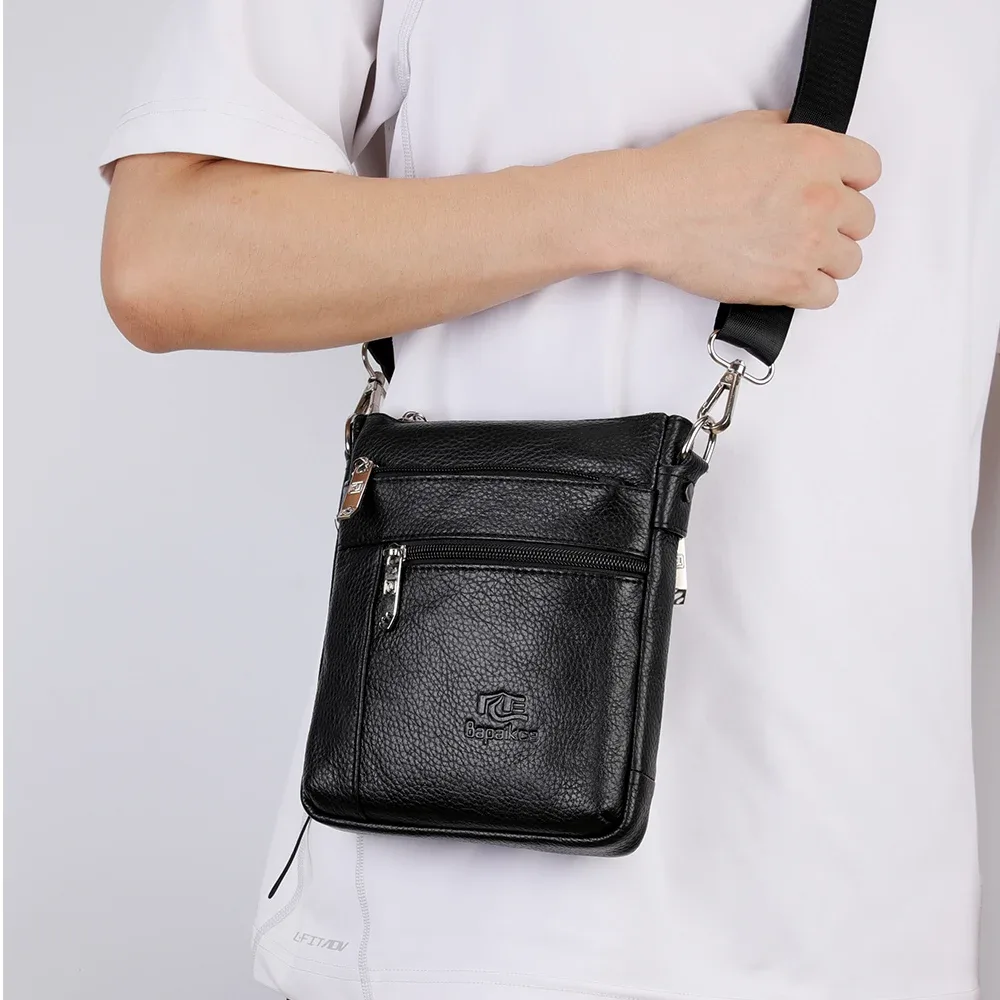 sac à bandoulière simple en cuir véritable pour hommes, sac à bandoulière d'affaires décontracté, sacoche en cuir de haute qualité pour hommes