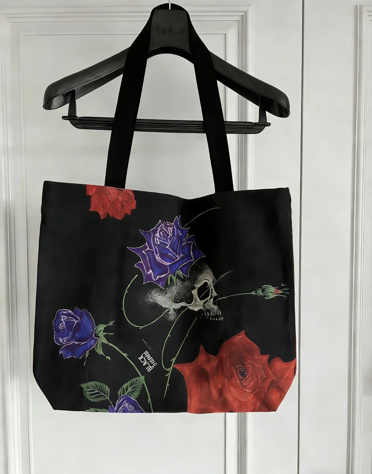 top-yamamoto design original rose crâne sac à bandoulière à main toile sac à provisions imprimé