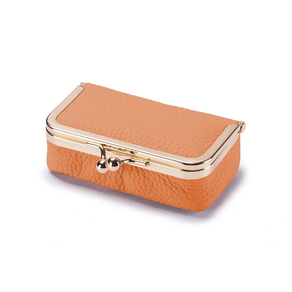 pochette à rouge à lèvres portable avec miroir de maquillage, sac à bijoux en pu exquis, couleur unie, sac cosmétique multifonctionnel pour le rangement
