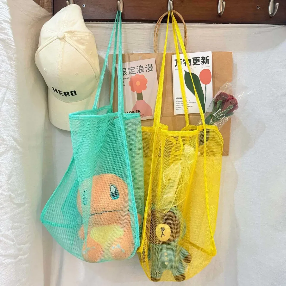 sac de plage en maille 1 pièce, grande pochette cosmétique, sac de plage familial pour jouets et essentiels de vacances