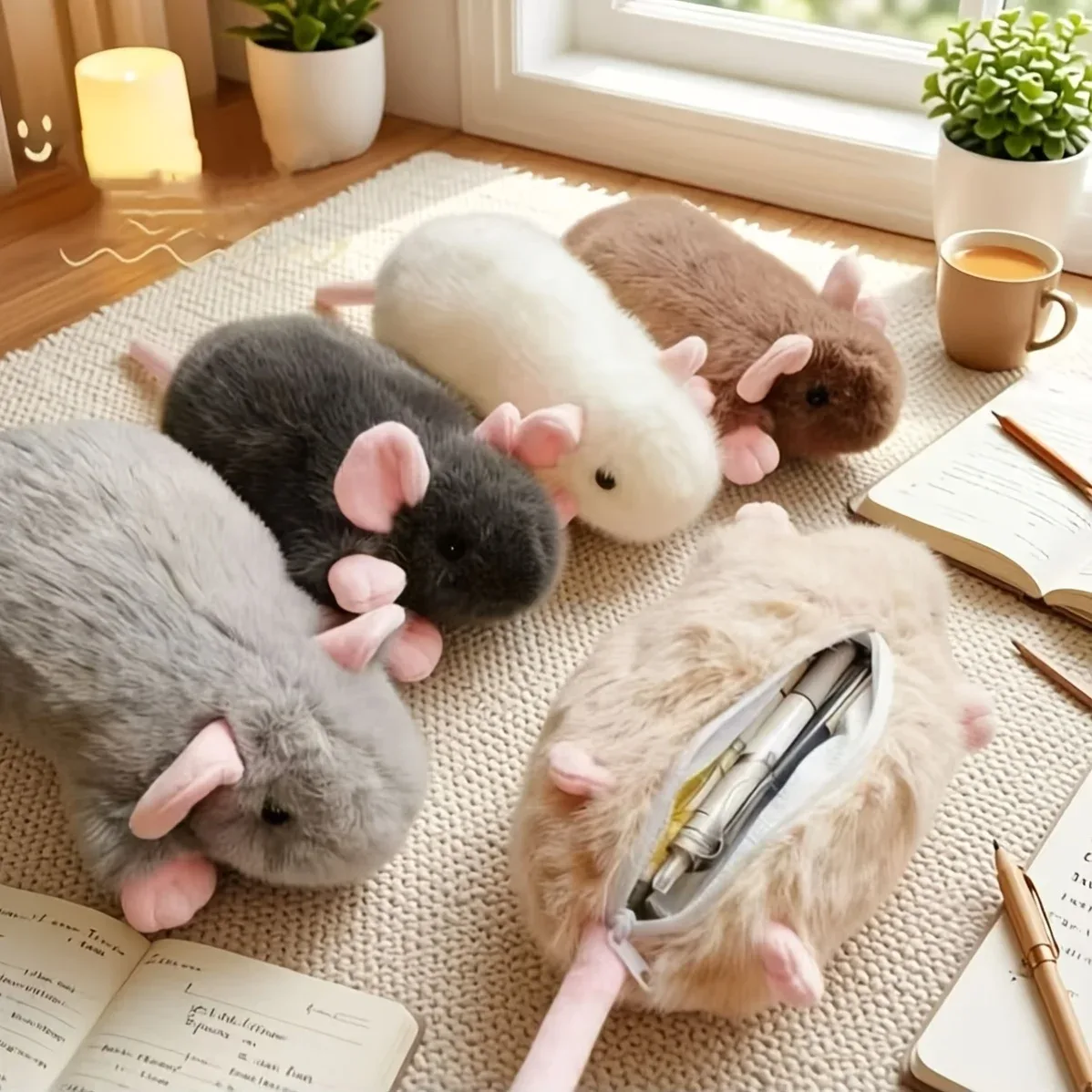 Trousse de maquillage multicolore en forme de souris, joli sac de rangement pour papeterie en forme de souris, porte-monnaie doux et mignon, idéal pour ranger divers stylos, outils de maquillage et fournitures de bureau. | Fournitures de bureau quotidiennes | Fournitures de bureau |