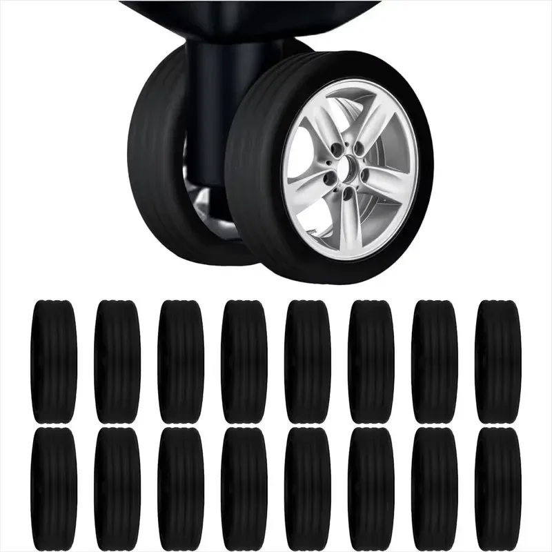 protection roulette silicone silencieuse caoutchouc noir accessoire bagage voyage valise chariot safeguard rollers voyage suitcase
