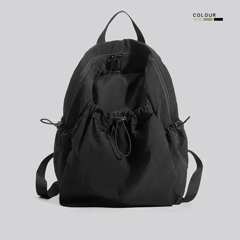 sac à dos léger unisexe, poches latérales à cordon, poche frontale, bretelles rembourrées confortables, sac à dos décontracté pour l'école