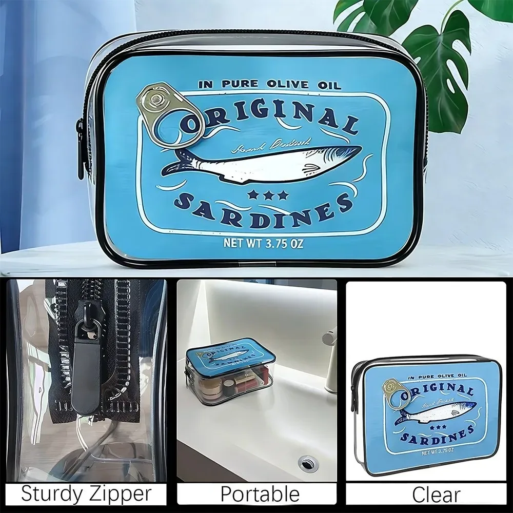 sac de maquillage en pvc avec fermeture éclair, sac cosmétique transparent, format portable, style sac à main, sac cosmétique de voyage pour les voyages