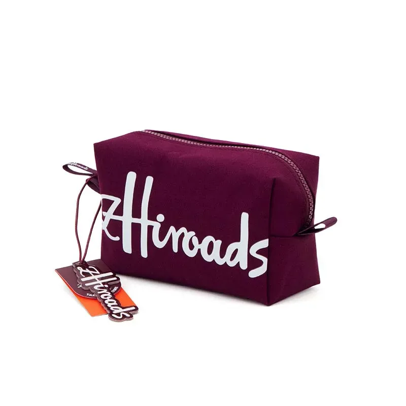 Trousse de maquillage en coton avec fermeture éclair et pochette cosmétique de conception de mode de logo de marque pour les femmes 