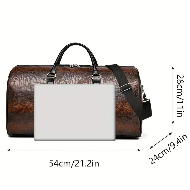 sac polochon de voyage rétro texturé crocodile de grande capacité – bagage de vacances unisexe durable, cadeau polyvalent pour hommes et femmes