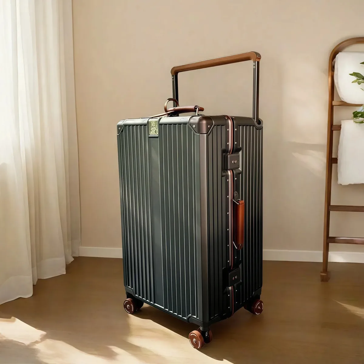 valise bagage roulant pc aluminium serrure tsa roues silencieuses poignées transport amovibles compartiments internes organisés usage voyage
