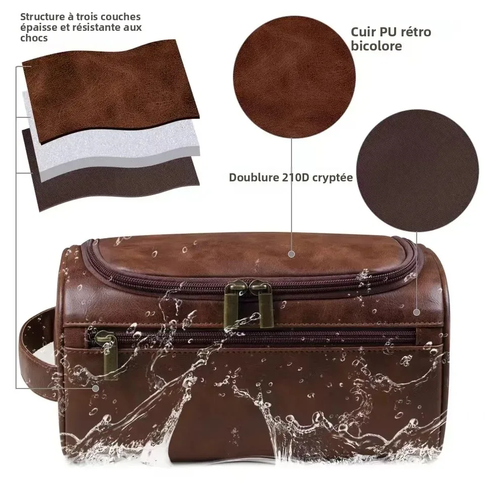 trousse de toilette en cuir pour hommes et femmes, trousse de toilette suspendue pour hommes, trousse de toilette de voyage, grande trousse à cosmétiques pour voyage