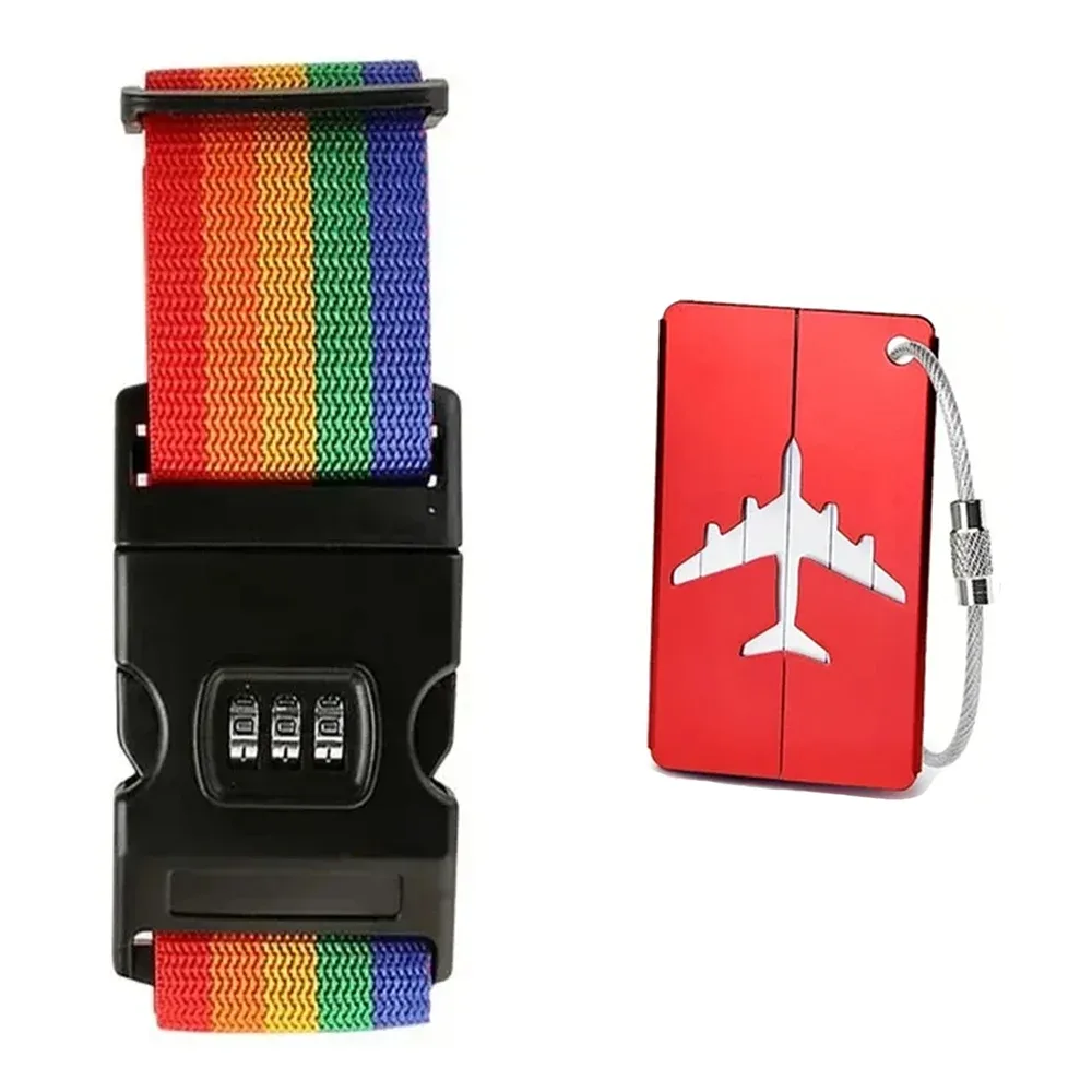 ceinture bagage nylon bleu rose arc ciel noir sécurité voyage format longueur deux mètres