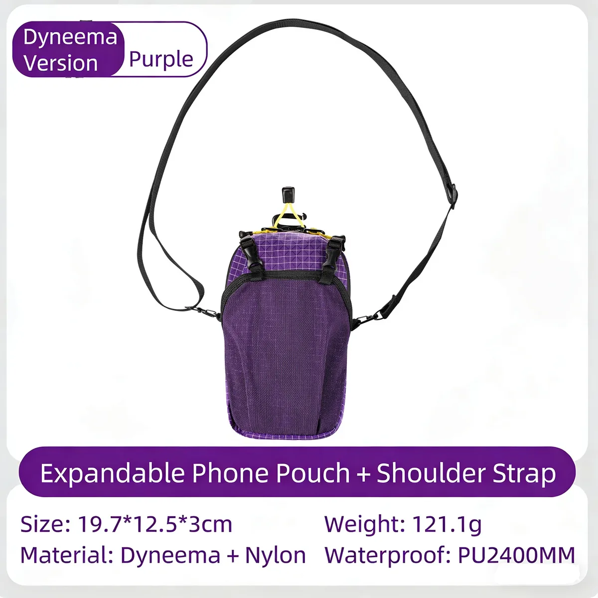 sac à dos imperméable avec sangle d'attache pour épaule, pochette légère pour téléphone avec sangle pour les sports de plein air, la randonnée et le camping