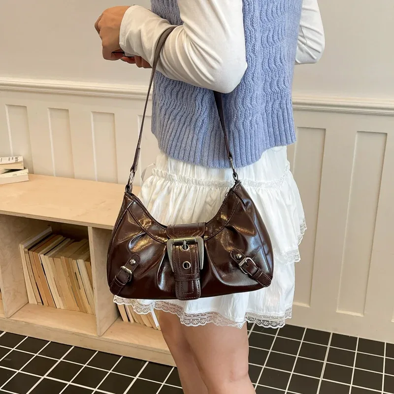 sac à bandoulière plissé rétro y2k pour femme, style maillard, sac sous le bras, pochette, sacs à main pour voyage, travail, shopping – vente chaude